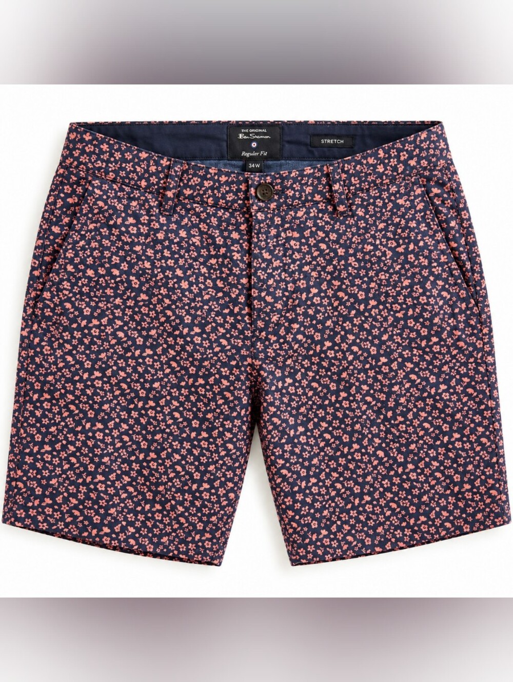 Ben Sherman Navy Shorts with Pink Floral Pattern